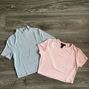 SWS Essentials Light Blue and Soft Pink Crop Tops